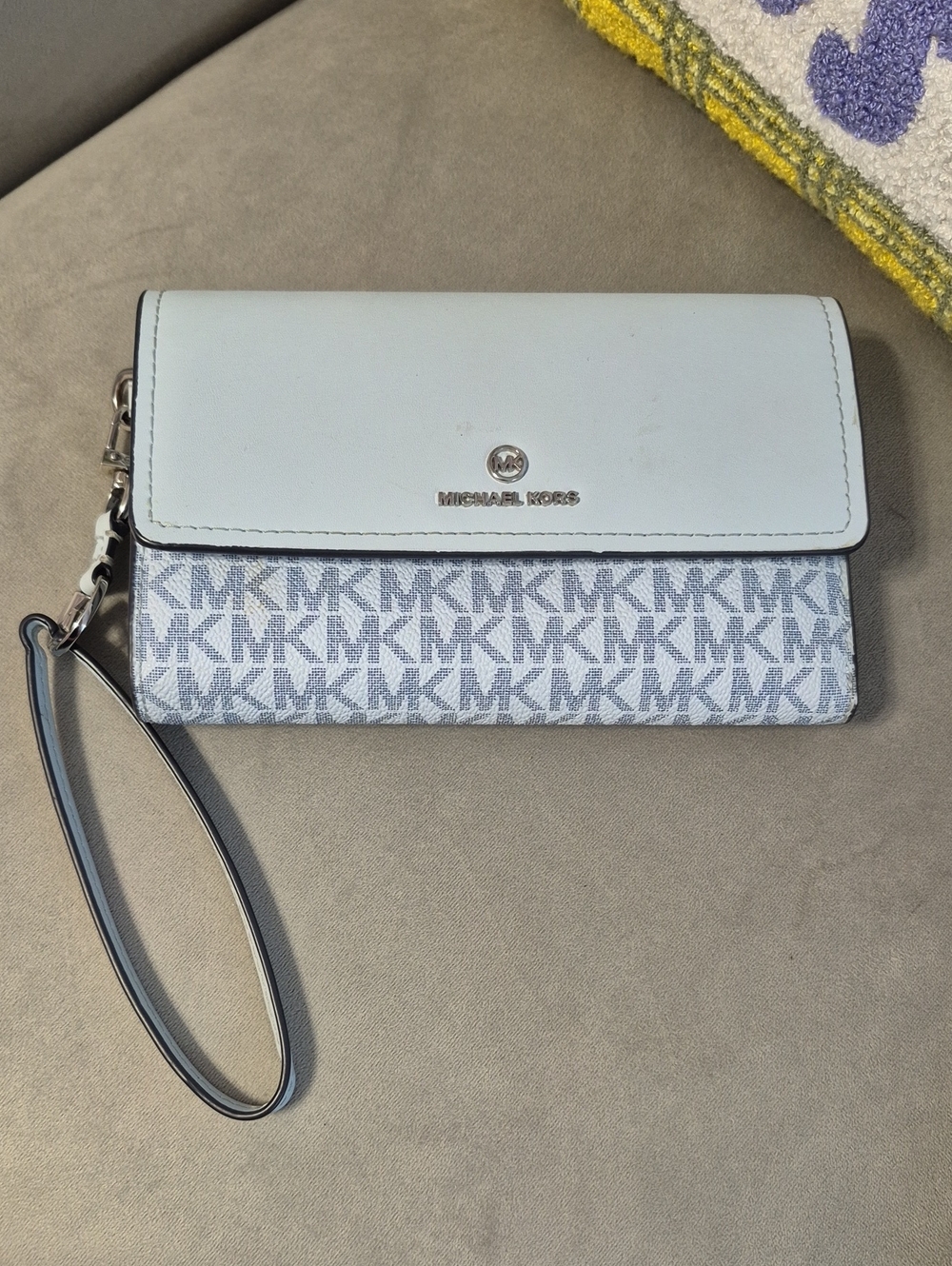 MICHAEL KORS Light Blue MK Signature Wristlet Wallet
